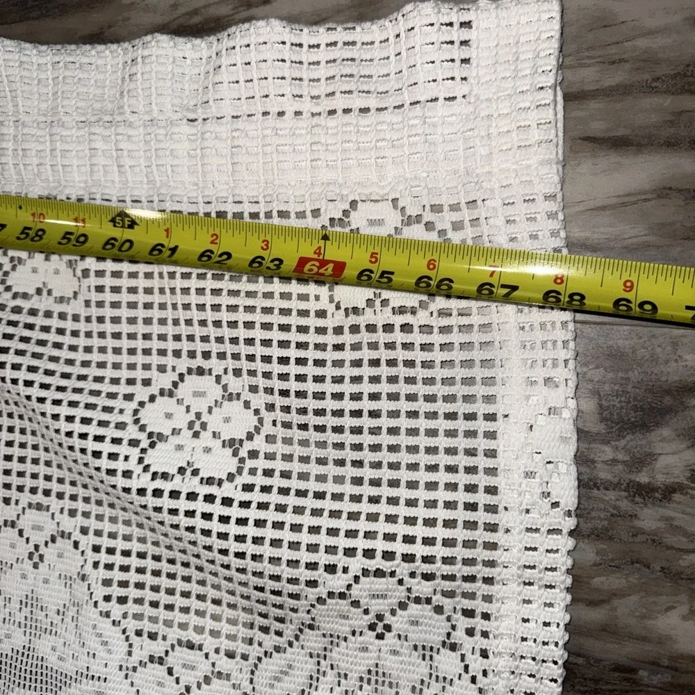 Vintage Lace Scalloped Valance Curtain White Country Cottage Floral 65X18 In